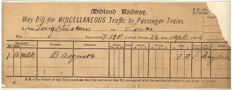 Milk 24-04-04 to Leeds - Asquith (16 galls).jpg - Way Bill: Milk 24-04-04 to Leeds - Asquith (16 galls)